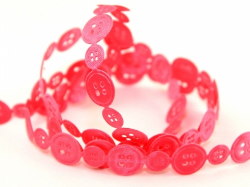 Satin Buttons Trim Fuchsia Pink