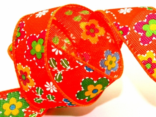 Rustic Flower Ribbon Orange