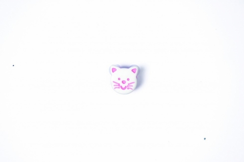 Crendon Kitty Face Plastic Buttons (Value Pack) White & Light Blue