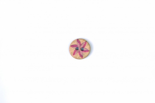 Crendon Round Star Wood Buttons Multicoloured