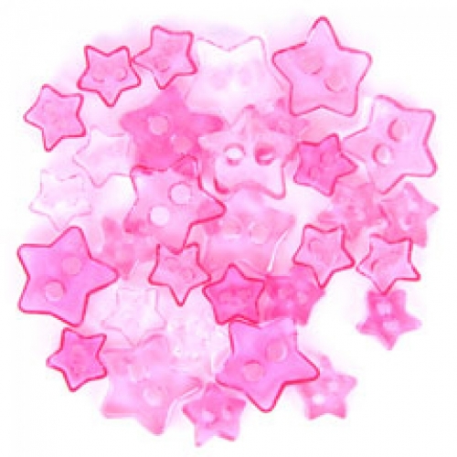 Trimits Star Miniature Buttons (Value Pack of 5) Transparent Pink