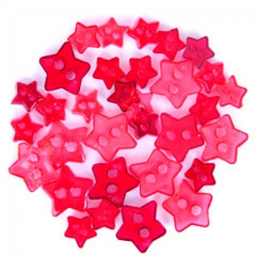 Trimits Star Miniature Buttons (Value Pack of 5) Transparent Red