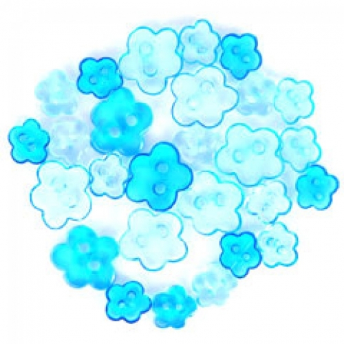 Trimits Flower Miniature Buttons (Value Pack of 5) Transparent Turquoise