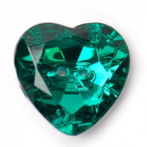 Crendon Crystal Heart Buttons (Value Pack) Green