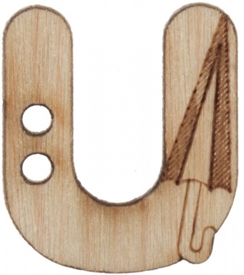 Trimits Wood Alphabet Letter Buttons (Value Pack) Natural Letter U