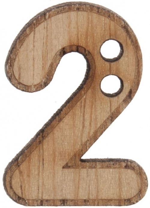 Trimits Wood Number Buttons (Value Pack) Natural Number 2