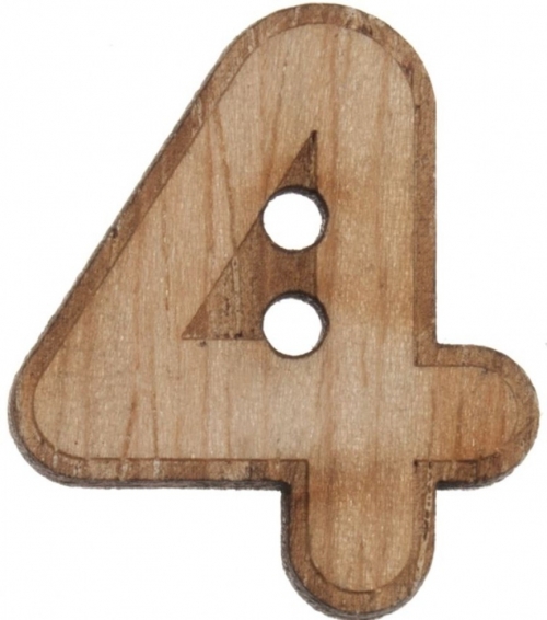 Trimits Wood Number Buttons (Value Pack) Natural Number 4