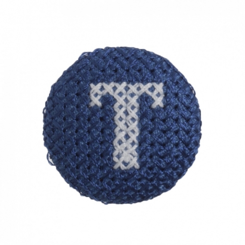 Trimits Cross Stitch Alphabet Buttons White on Blue Letter T