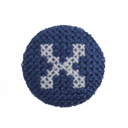 Trimits Cross Stitch Alphabet Buttons White on Blue Letter X