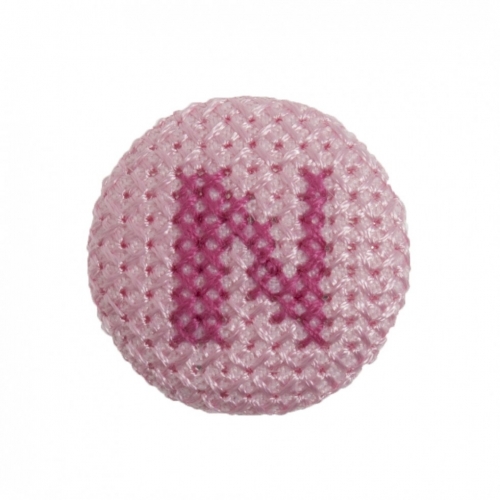 Trimits Cross Stitch Alphabet Buttons Fuchsia on Pink Letter N