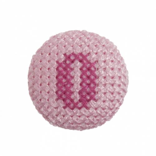 Trimits Cross Stitch Alphabet Buttons Fuchsia on Pink Letter O