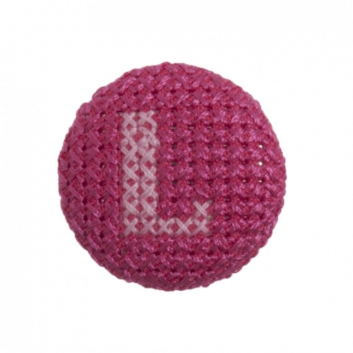 Trimits Cross Stitch Alphabet Buttons Pink on Fuchsia Letter L