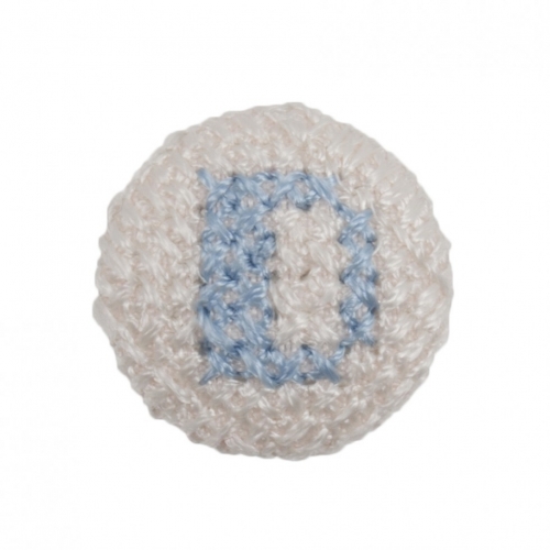 Cross Stitch Alphabet Buttons Light Blue on Ivory Letter D