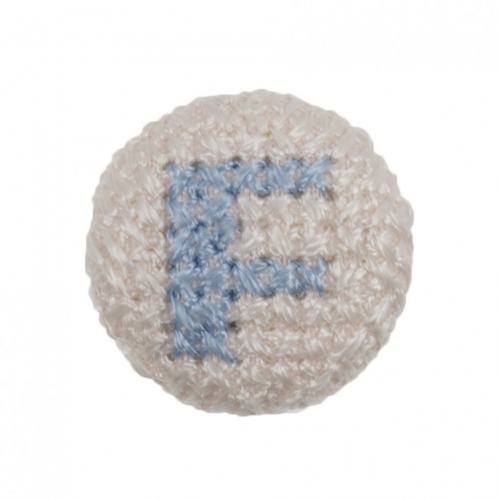 Cross Stitch Alphabet Buttons Light Blue on Ivory Letter F