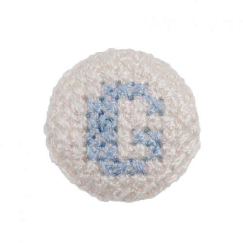 Cross Stitch Alphabet Buttons Light Blue on Ivory Letter G
