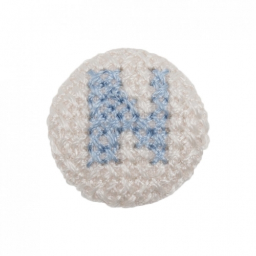 Cross Stitch Alphabet Buttons Light Blue on Ivory Letter N