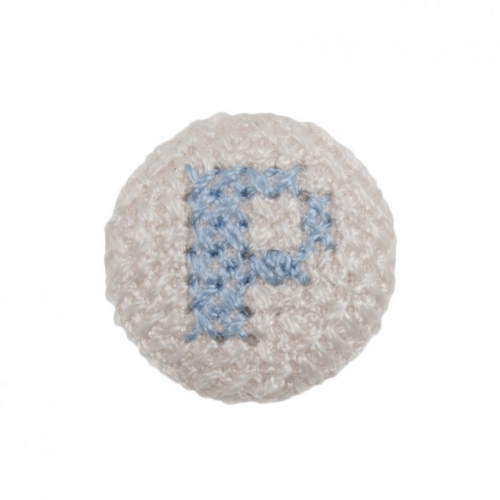 Cross Stitch Alphabet Buttons Light Blue on Ivory Letter P