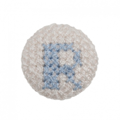 Cross Stitch Alphabet Buttons Light Blue on Ivory Letter R