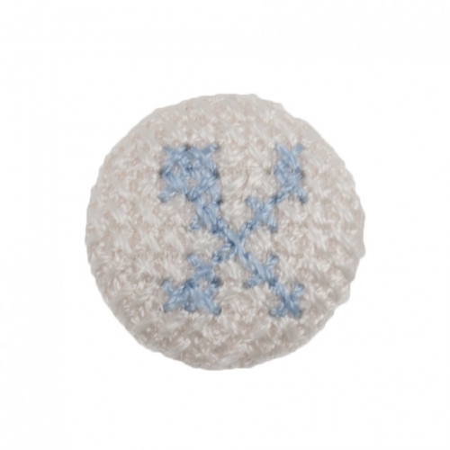Cross Stitch Alphabet Buttons Light Blue on Ivory Letter X