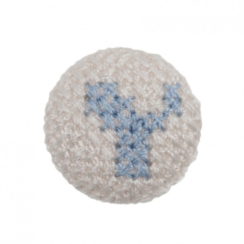 Cross Stitch Alphabet Buttons Light Blue on Ivory Letter Y