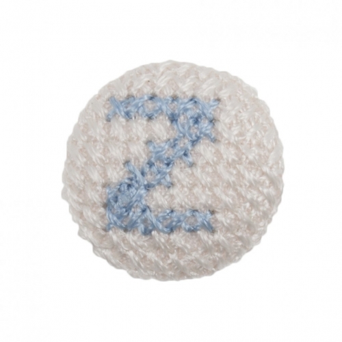 Cross Stitch Alphabet Buttons Light Blue on Ivory Letter Z