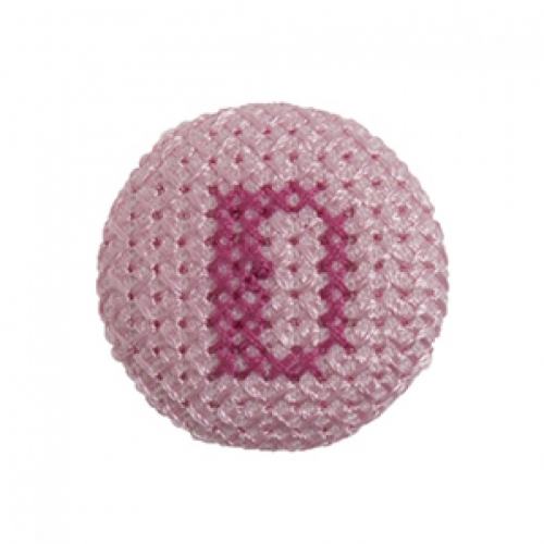 Cross Stitch Alphabet Buttons Light Pink on Ivory Letter D