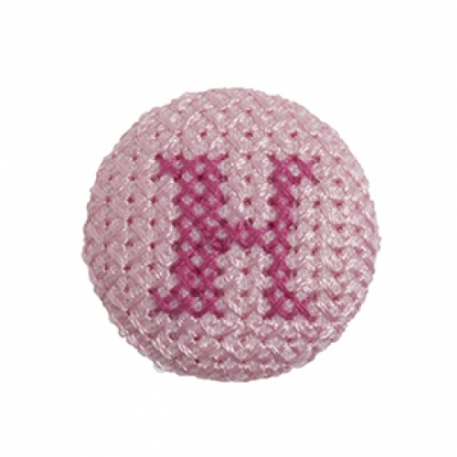 Cross Stitch Alphabet Buttons Light Pink on Ivory Letter H