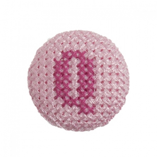 Cross Stitch Alphabet Buttons Light Pink on Ivory Letter Q