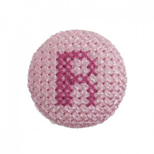 Cross Stitch Alphabet Buttons Light Pink on Ivory Letter R