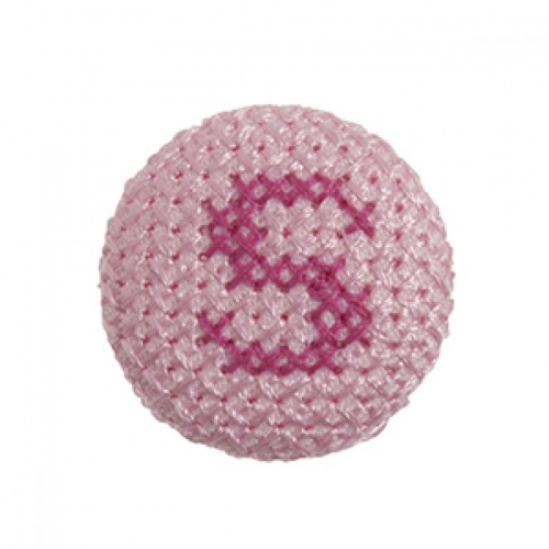 Cross Stitch Alphabet Buttons Light Pink on Ivory Letter S