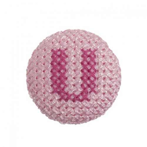 Cross Stitch Alphabet Buttons Light Pink on Ivory Letter U