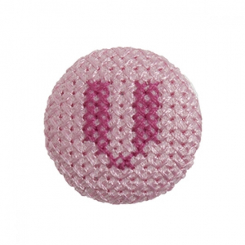 Cross Stitch Alphabet Buttons Light Pink on Ivory Letter V