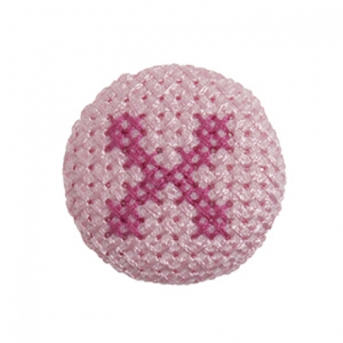 Cross Stitch Alphabet Buttons Light Pink on Ivory Letter X