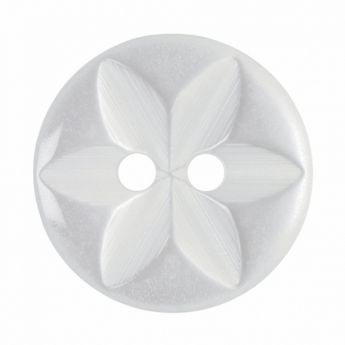 Hemline Round Floral Buttons White