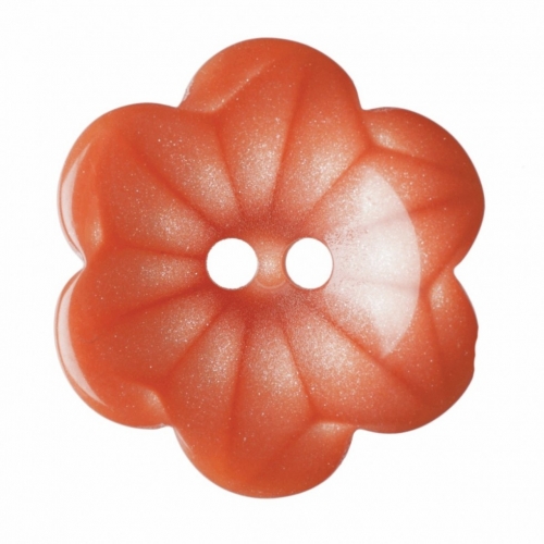 Hemline Plastic Flower Buttons Orange