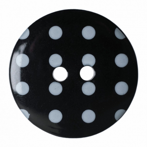 Hemline Polka Dot Buttons Black
