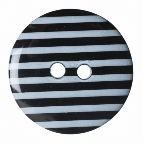 Hemline Round Stripe Buttons Black