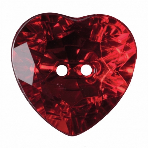 Hemline Heart Faceted Buttons Red