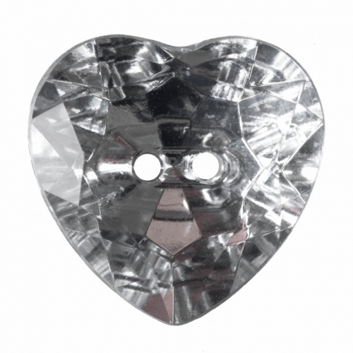 Hemline Heart Faceted Buttons Clear