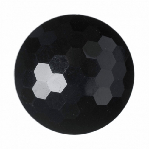 Hemline Round Faceted Buttons Black
