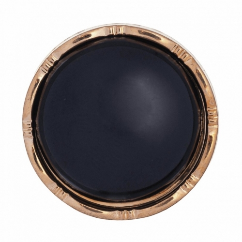 Hemline Round Metallic Buttons Black