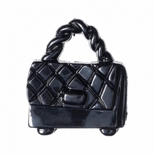 Hemline Handbag Purse Buttons Black