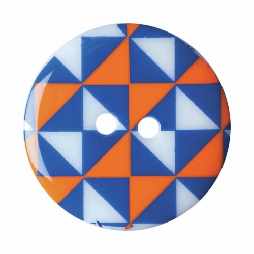 Hemline Round Geometric Buttons Blue/Orange/White