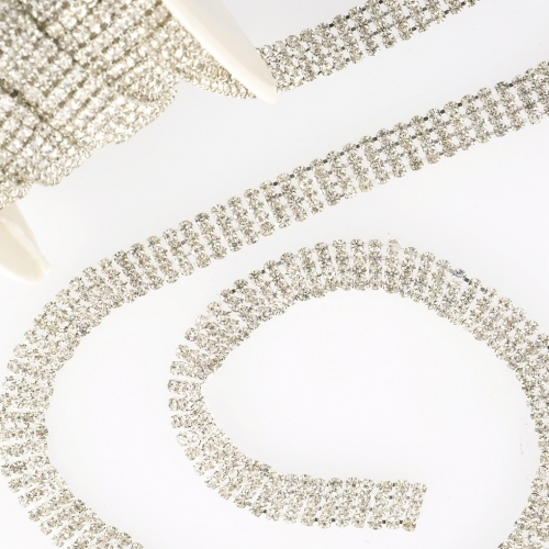 Stephanoise Rhinestone Diamante Trim Silver