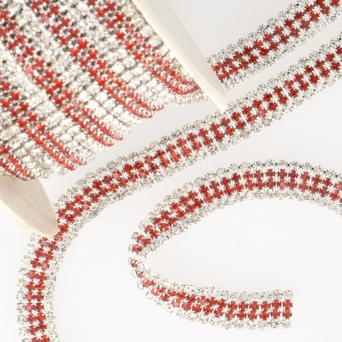 Stephanoise Rhinestone Diamante Trim Red