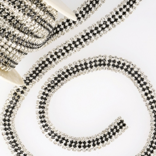 Stephanoise Rhinestone Diamante Trim Black