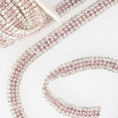 Stephanoise Rhinestone Diamante Trim Light Pink