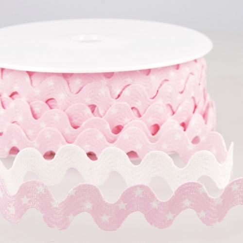 Stephanoise Spotty Ric Rac Trim Pink White