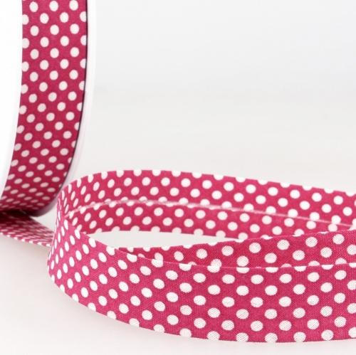 Stephanoise Dotty Bias Binding Tape Fuchsia Pink