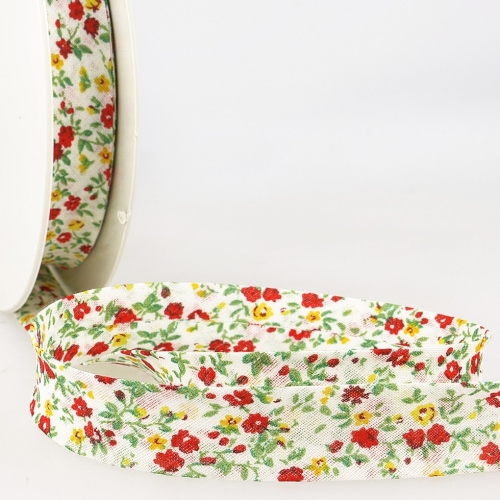 Stephanoise Floral Bias Binding Tape Red
